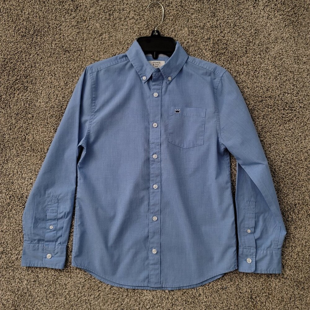 Boys M Medium  Blue Button Down Dress  Shirt Youth, Pre-Owned in Nice Condition!